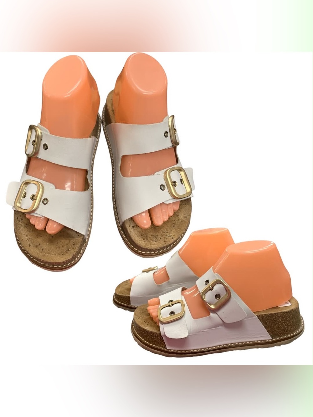 Yokono Women's White Double-Strap Buckle Sandals with Cushioned Footbed S8